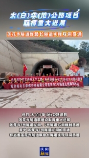 太(白)華(池)公路項(xiàng)目取得重大進(jìn)展，蓮花寺隧道群最長隧道實(shí)現(xiàn)雙洞貫通